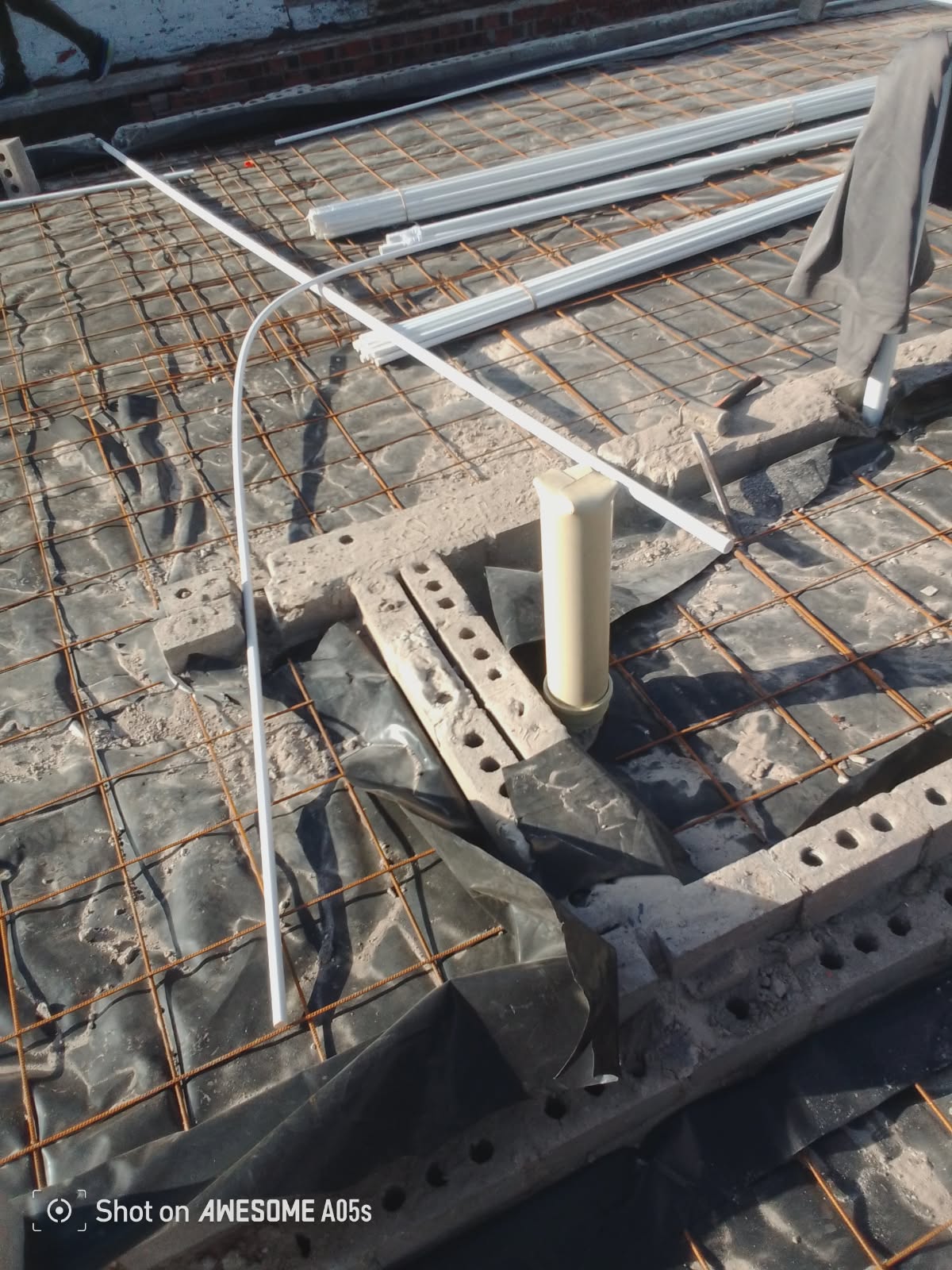 Drywall partition with taped joints close-up