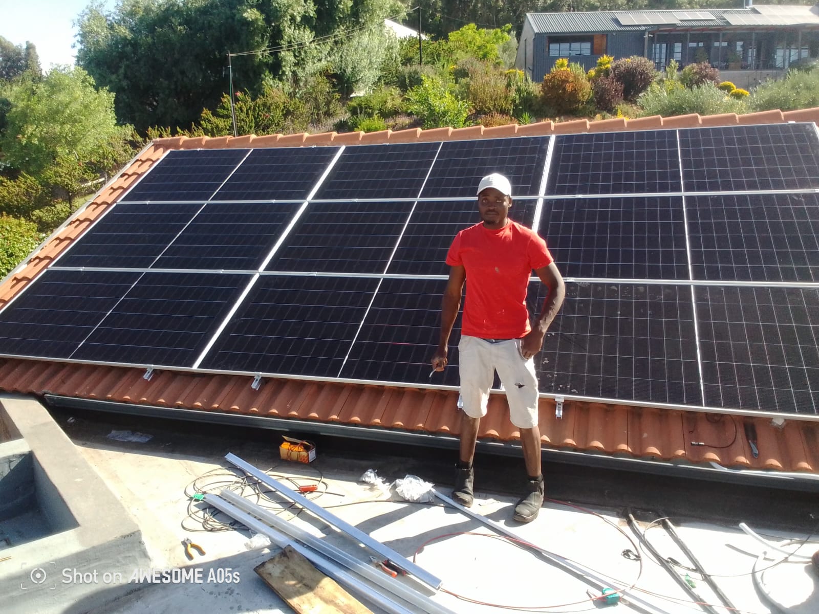 Solar PV array installed on a tile roof in Cape Town
