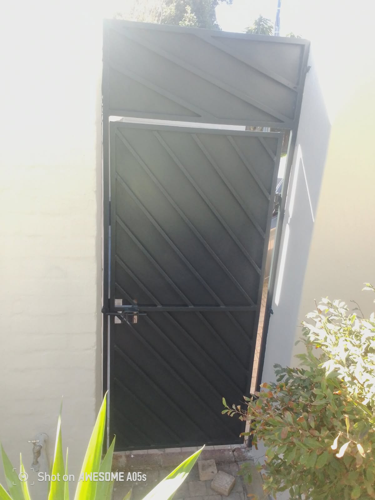 Custom steel security gate — alternate angle